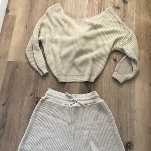 Nasty Gal Cream Knit Leisure Set